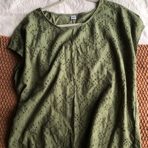 Olive green eylet top